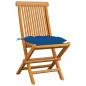 Preview: Gartenstühle mit Blauen Kissen 8 Stk. Massivholz Teak