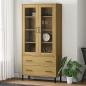Preview: ARDEBO.de - Bücherschrank OSLO Metallbeine Braun 85x35x172,5 cm Massivholz