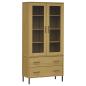 Preview: Bücherschrank OSLO Metallbeine Braun 85x35x172,5 cm Massivholz