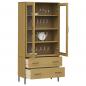 Preview: Bücherschrank OSLO Metallbeine Braun 85x35x172,5 cm Massivholz