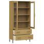 Preview: Bücherschrank OSLO Metallbeine Braun 85x35x172,5 cm Massivholz