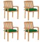 Preview: ARDEBO.de - Stapelbare Gartenstühle mit Kissen 4 Stk. Massivholz Teak