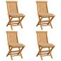 Preview: ARDEBO.de - Gartenstühle mit Beige Kissen 4 Stk. Massivholz Teak