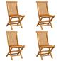 Preview: Gartenstühle mit Beige Kissen 4 Stk. Massivholz Teak