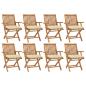 Preview: ARDEBO.de - Klappbare Gartenstühle mit Kissen 8 Stk. Massivholz Teak