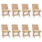 Preview: ARDEBO.de - Klappbare Gartenstühle mit Kissen 8 Stk. Massivholz Teak