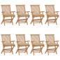 Preview: ARDEBO.de - Gartenstühle mit Beigen Kissen 8 Stk. Massivholz Teak