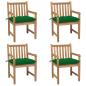 Preview: ARDEBO.de - Gartenstühle 4 Stk. mit Grünen Kissen Massivholz Teak
