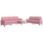 Preview: 3-tlg. Sofagarnitur mit Kissen Rosa Samt