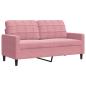 Preview: 3-tlg. Sofagarnitur mit Kissen und Nackenrollen Rosa Samt