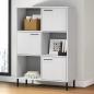 Preview: ARDEBO.de - Bücherregal OSLO mit Metallbeinen Weiß 90x35x128,5cm Massivholz