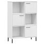 Preview: Bücherregal OSLO mit Metallbeinen Weiß 90x35x128,5cm Massivholz