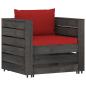Preview: 2-tlg. Garten-Lounge-Set mit Kissen Grau Imprägniertes Holz