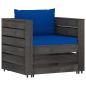 Preview: 2-tlg. Garten-Lounge-Set mit Kissen Grau Imprägniertes Holz