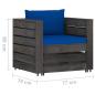 Preview: 2-tlg. Garten-Lounge-Set mit Kissen Grau Imprägniertes Holz