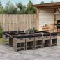 Preview: ARDEBO.de - 11-teiliges Garten-Ess-Set mit Kissen, grau, Polyrattan