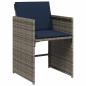 Preview: 11-teiliges Garten-Ess-Set mit Kissen, grau, Polyrattan