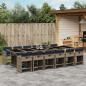 Preview: ARDEBO.de - 13-teiliges Garten-Ess-Set mit Kissen, grau, Polyrattan
