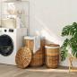 Preview: ARDEBO.de - Wäschekorb mit Deckel 2 stk. Naturbraun Kubu Rattan