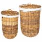 Preview: Wäschekorb mit Deckel 2 stk. Naturbraun Kubu Rattan