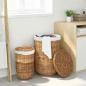 Preview: Wäschekorb mit Deckel 2 stk. Naturbraun Kubu Rattan