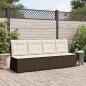 Preview: ARDEBO.de - Garten-Sofa mit Kissen Schwarz und Cremeweiß Poly-Rattan