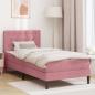 Preview: ARDEBO.de - Bettgestell mit Matratze mit Kopfteil Rosa 100 x 200 cm Samt