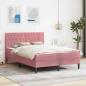 Preview: ARDEBO.de - Bettgestell mit Matratze mit Kopfteil Rosa 140 x 200 cm Samt