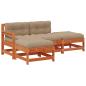 Preview: Garten-Lounge-Set 4 stk. Wachsbraun Massives Kiefernholz