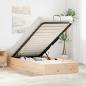Preview: ARDEBO.de - Ottoman Bettgestell mit Stauraum Natur 90 x 190 cm