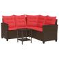 Preview: Outdoor-Sofagarnitur 2 stk. 5-Sitzanzahl Braun und Rot