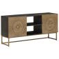 Preview: ARDEBO.de - TV-Schränk mit Schubladen mit Regal Messing 105 x 30 x 50 cm