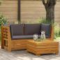 Preview: ARDEBO.de - 2-tlg. Garten-Lounge-Set aus massivem Akazienholz Braun