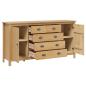 Preview: Sideboard HILL Honigbraun 154 x 40 x 80 cm Massives Kiefernholz