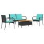 Preview: Garten Set Schwarz Poly-Rattan