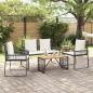 Preview: Gartenmöbel Set 4 Stk. Schwarz und Cremeweiß Poly-Rattan