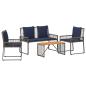 Preview: Gartenmöbel Set 9 stk. Grau und Marineblau Poly-Rattan
