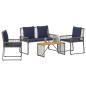 Preview: Gartenmöbel Set 9 stk. Grau und Marineblau Poly-Rattan