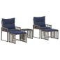 Preview: Gartenmöbel Set 11 stk. Grau und Marineblau Poly-Rattan