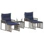 Preview: Gartenmöbel Set 11 stk. Grau und Marineblau Poly-Rattan