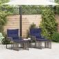 Preview: Gartenmöbel Set 11 stk. Grau und Marineblau Poly-Rattan
