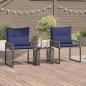 Preview: ARDEBO.de - Gartenmöbel Set 7 stk. Grau und Marineblau Poly-Rattan
