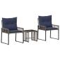 Preview: Gartenmöbel Set 7 stk. Grau und Marineblau Poly-Rattan