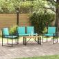 Preview: ARDEBO.de - Gartenmöbel-Set 4 Stk. Schwarz und Türkis