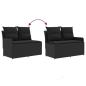 Preview: Gartenarmsessel mit Ecksofa 2 Stück Schwarz PE-Rattan