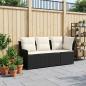 Preview: ARDEBO.de - 2 stk. Gartenarmsessel mit Ecksofa PE-Rattan Schwarz und Creme