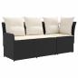 Preview: 2 stk. Gartenarmsessel mit Ecksofa PE-Rattan Schwarz und Creme