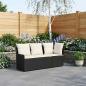 Preview: 2 stk. Gartenarmsessel mit Ecksofa PE-Rattan Schwarz und Creme
