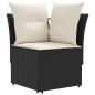 Preview: 2 stk. Gartenarmsessel mit Ecksofa PE-Rattan Schwarz und Creme
