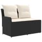Preview: 2 stk. Gartenarmsessel mit Ecksofa PE-Rattan Schwarz und Creme